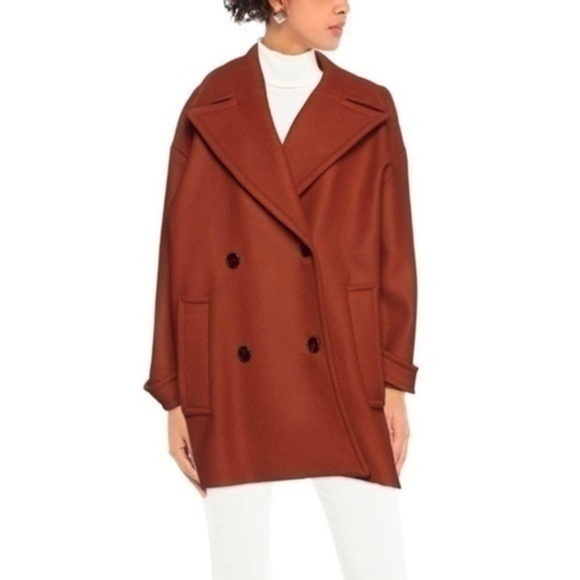 SLY010 Brick Red Pea Coat Size 8 - Picture 1 of 15